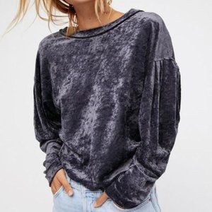 WE THE FREE Milan Gray Velvet Layering Top S
